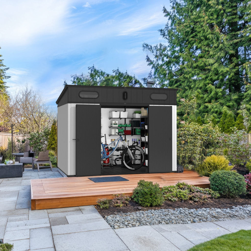 Heavy Duty Weather-Resistant Polypropylene Storage Shed With Floor And Reinforced Steel Frame