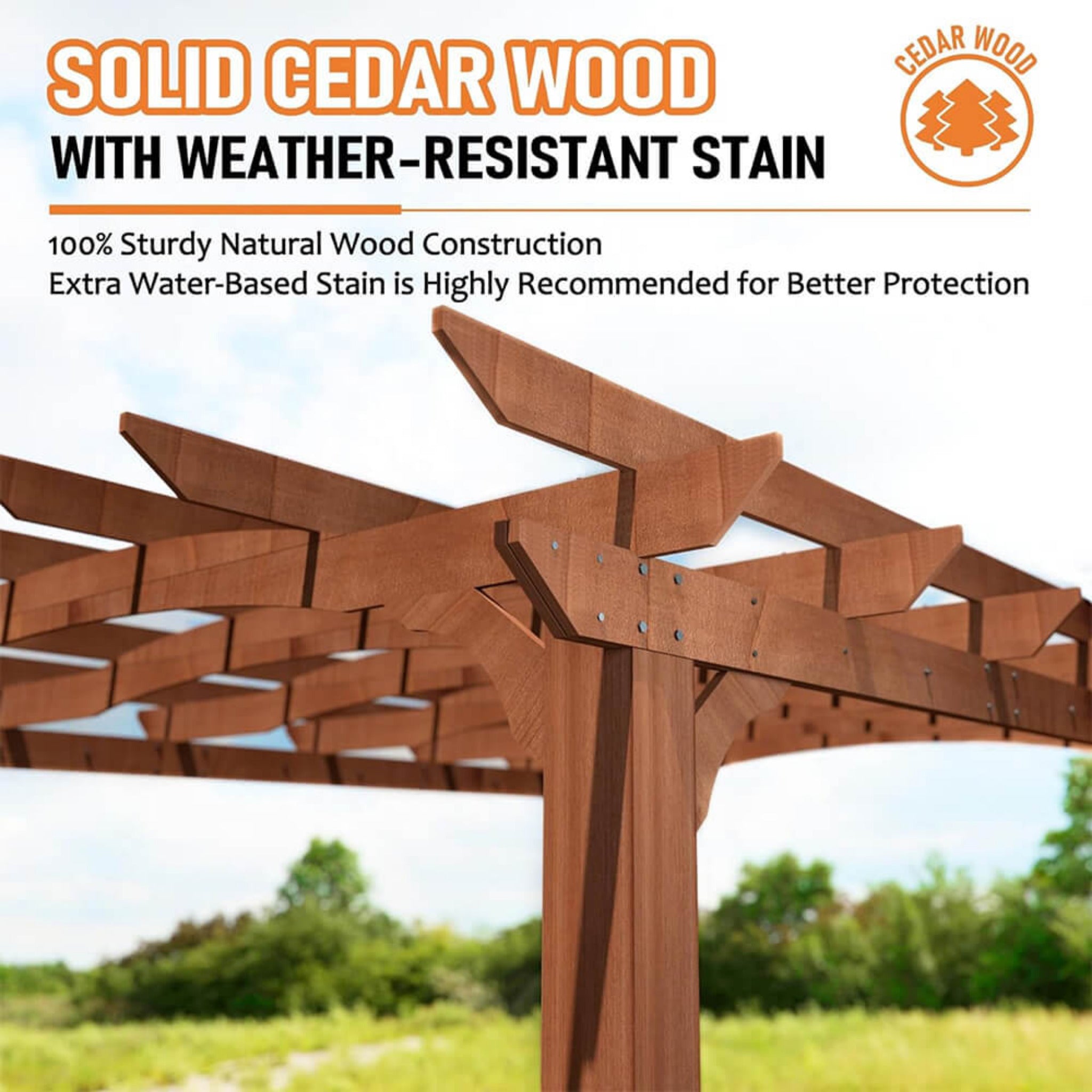 Outdoor All-Season Backyard Patio Cedar Wood Gazebo Pergola With Arched Roof [10x12FT]