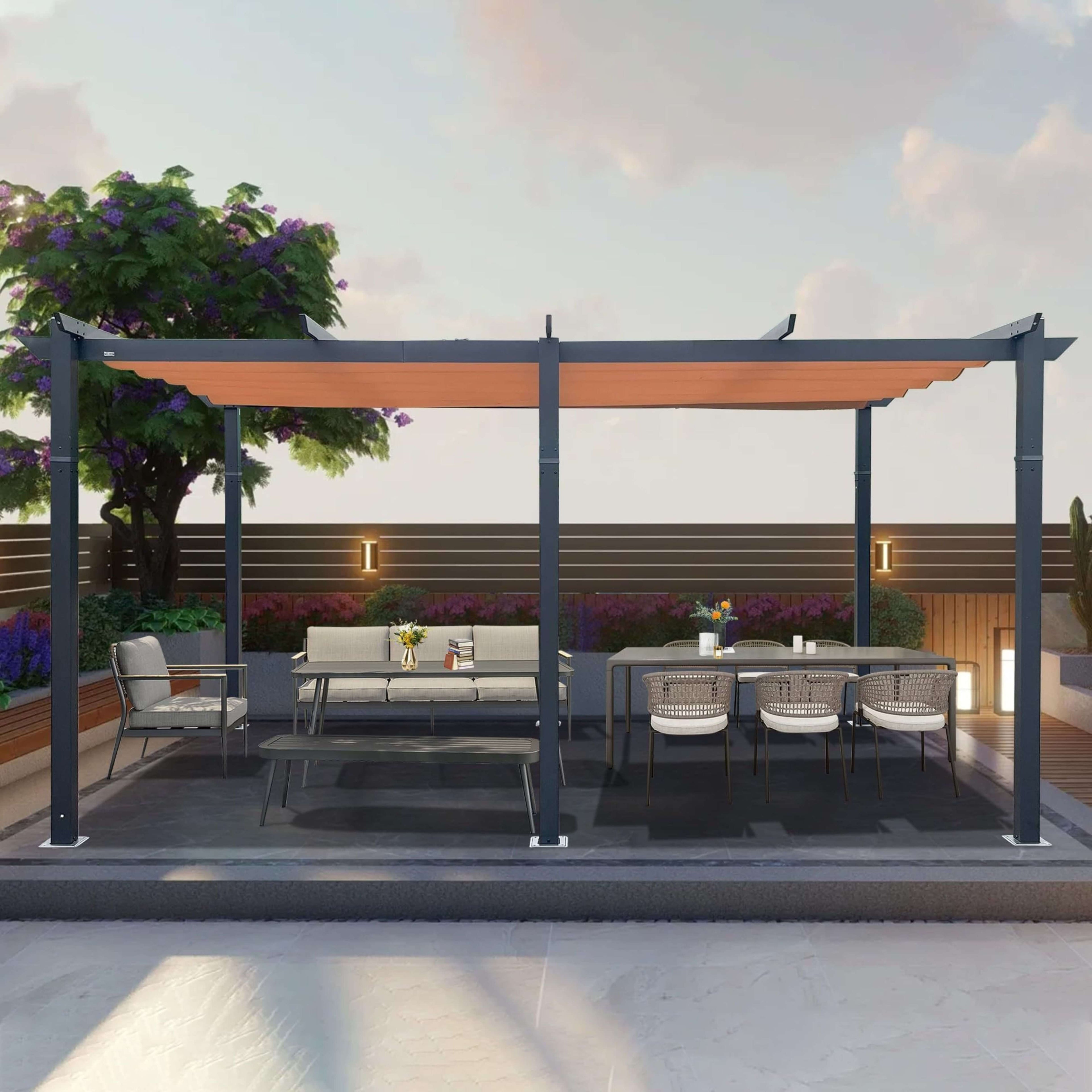 Heavy-Duty Outdoor Retractable Aluminum Pergola With Weather-Resistant Canopy