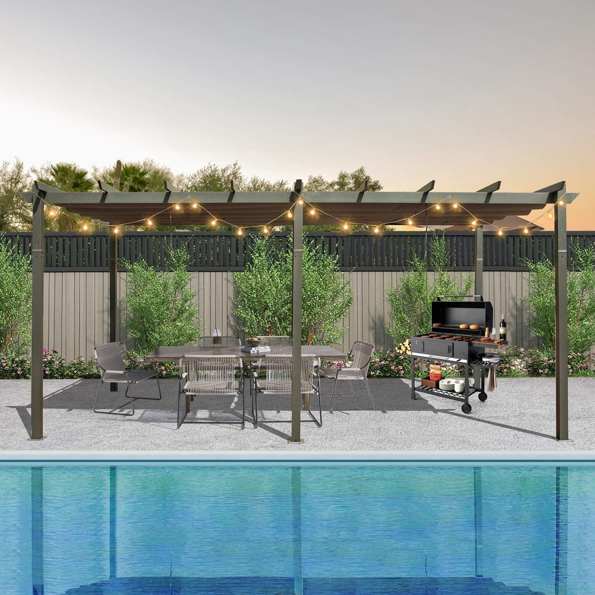 Premium Outdoor Retractable Aluminum Pergola Gazebo With Weather-Resistant Canopy