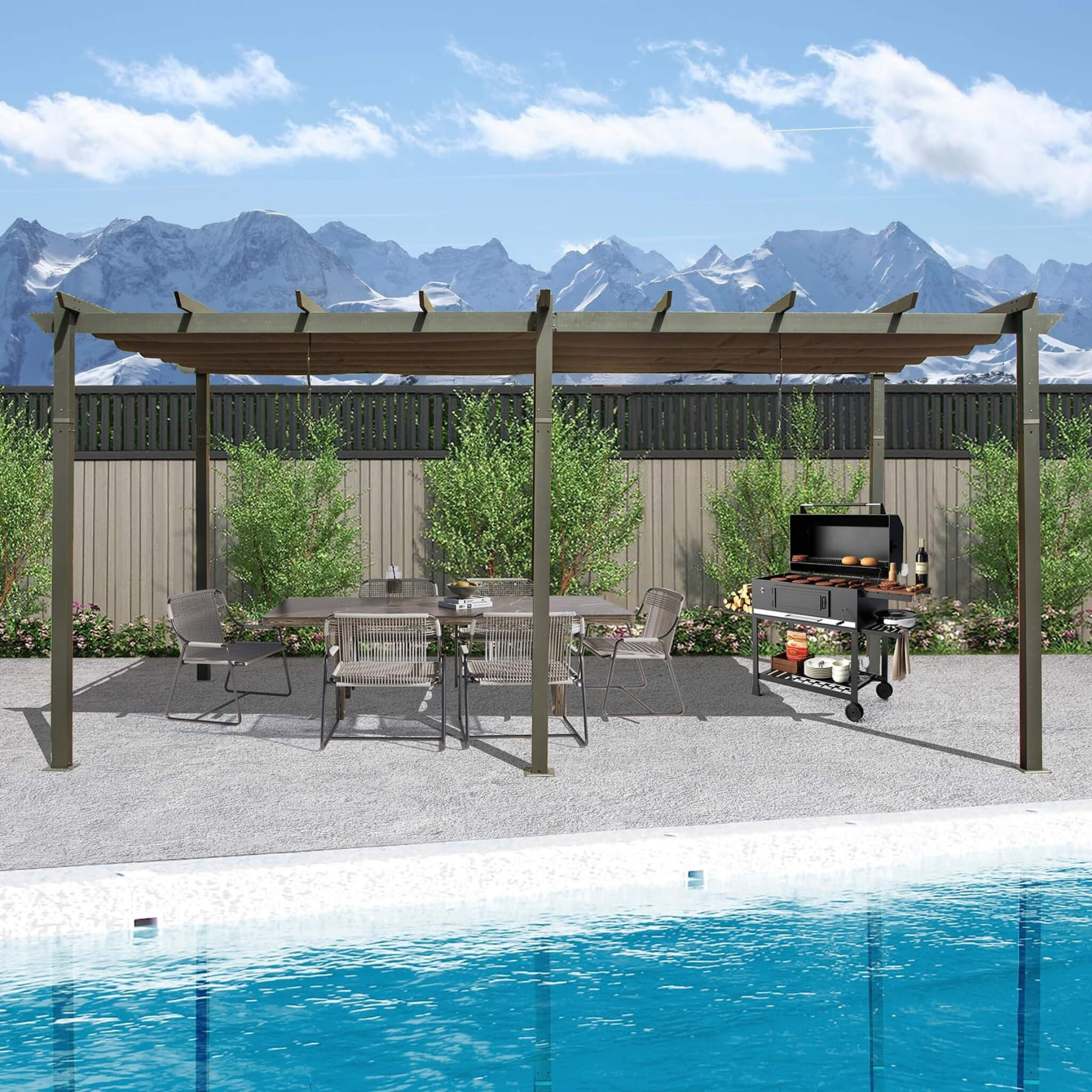 Premium Outdoor Retractable Aluminum Pergola Gazebo With Weather-Resistant Canopy