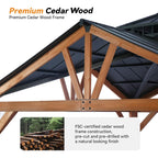 Premium Outdoor Cedar Wood Hardtop Gazebo With Galvanized Steel Roof [12x12FT]