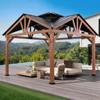 Premium Outdoor Cedar Wood Hardtop Gazebo With Galvanized Steel Roof [12x12FT]