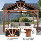 Premium Outdoor Cedar Wood Hardtop Gazebo With Galvanized Steel Roof [12x12FT]
