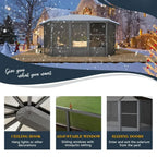 Extra Large Premium Outdoor All-Season Polycarbonate Hardtop Solarium Sunroom With Sliding Doors [12x15FT]