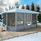 Extra Large Premium Outdoor All-Season Polycarbonate Hardtop Solarium Sunroom With Sliding Doors [12x15FT]