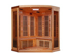 Maxxus 3-Person Corner Near Zero EMF FAR Infrared Sauna – Natural Reforested Canadian Hemlock Red Cedar Premium Home Wellness Haven