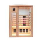 Premium 2-Person Low EMF FAR-Infrared Heat Wood Home Personal Spa Sauna With Ceramic Heaters, 1760W