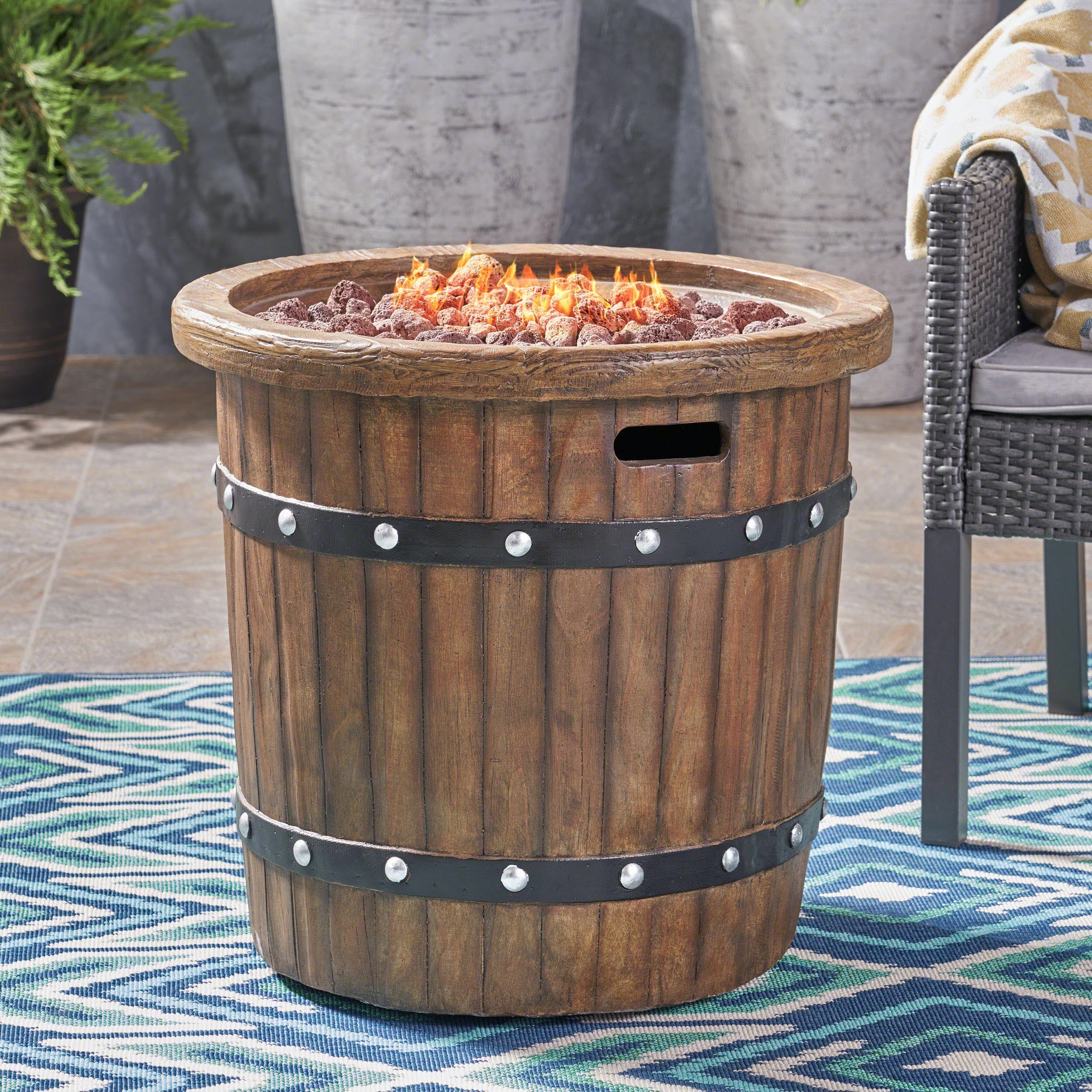25" Round 40K BTU Liquid Propance Concrete Fire Pit