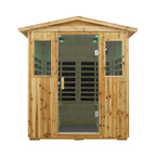 Deluxe 4-Person Outdoor Infrared Hemlock Sauna With Bluetooth Speakers & LED Lighting