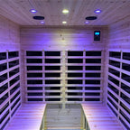Deluxe 4-Person Outdoor Infrared Hemlock Sauna With Bluetooth Speakers & LED Lighting