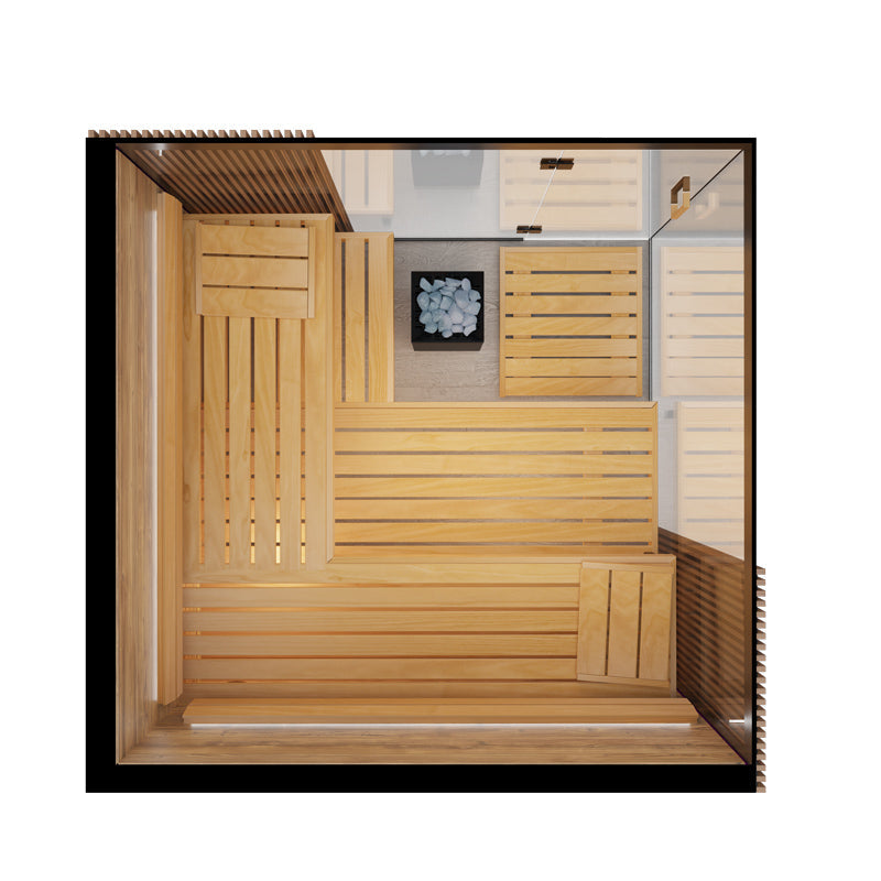 ThermaSol Aalto - Glass and Wood Panels, 3-4 Person, Indoor Sauna