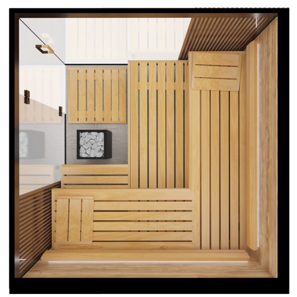 ThermaSol Aalto - Glass and Wood Panels, 3-4 Person, Indoor Sauna