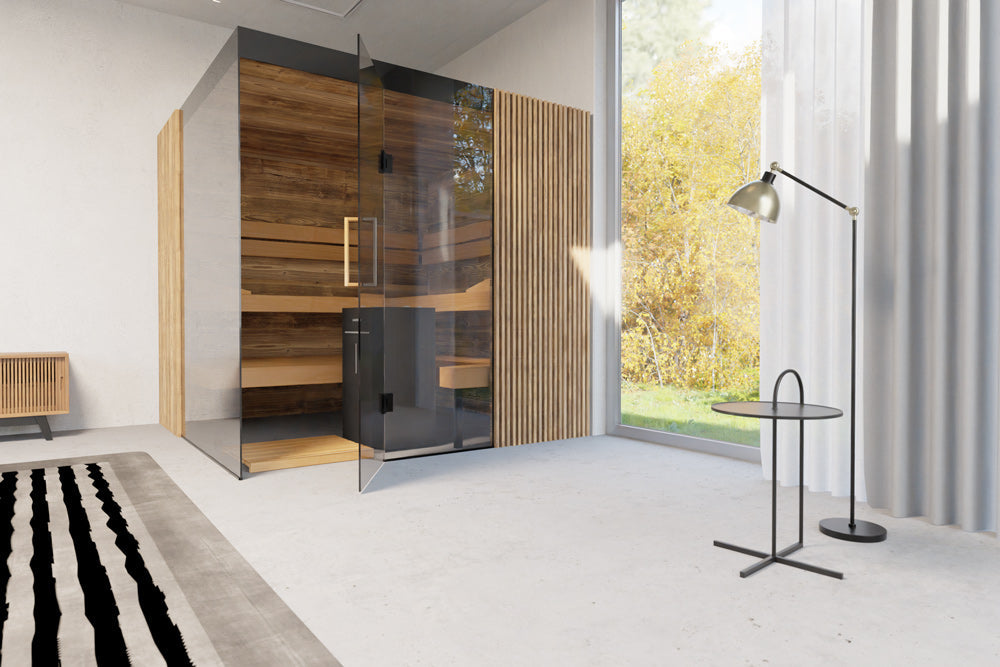 ThermaSol Aalto - Glass and Wood Panels, 3-4 Person, Indoor Sauna