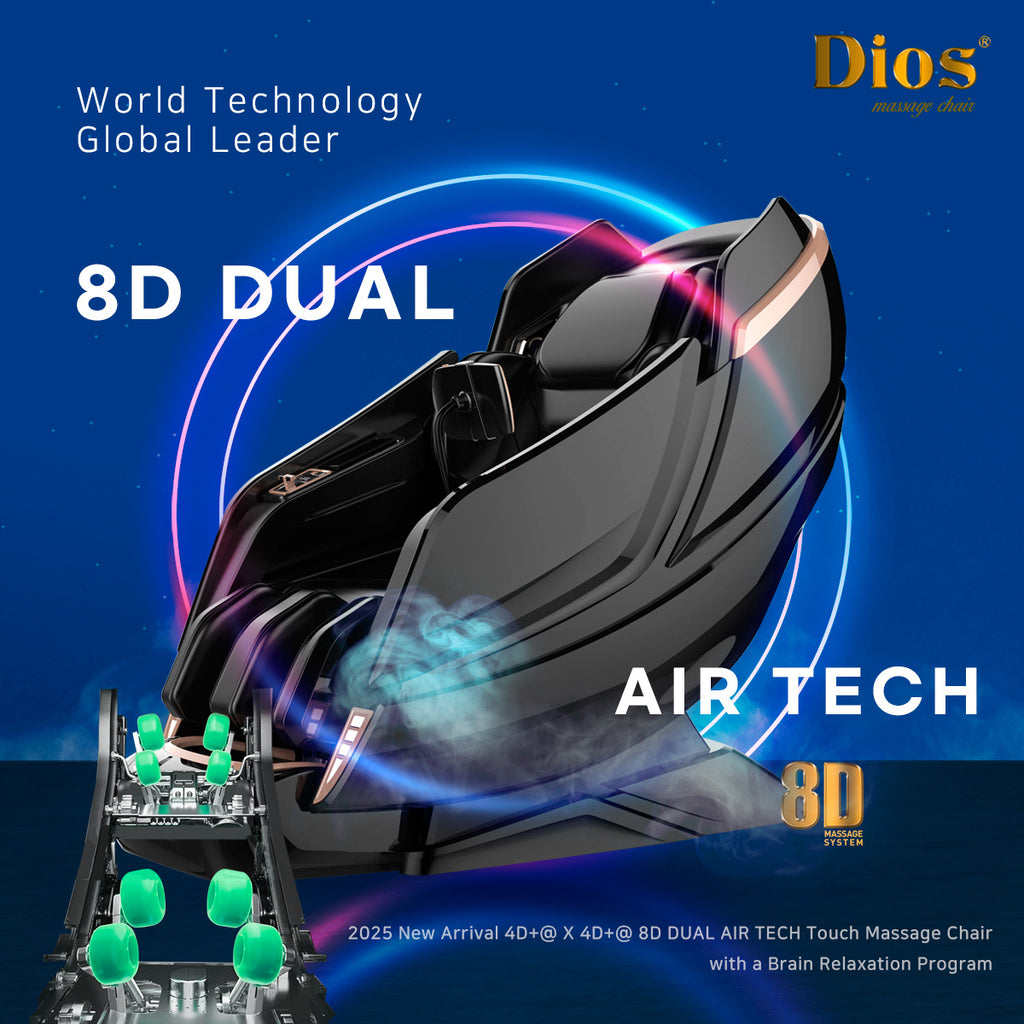 Dios Massage Chair 8D AI Dual Air Tech Touch Roller SL-track with Brain Relaxation Program Dios-1288 Black