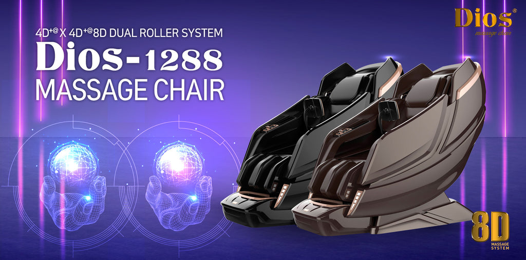 Dios Massage Chair 8D AI Dual Air Tech Touch Roller SL-track with Brain Relaxation Program Dios-1288 Black