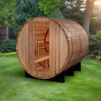 Golden Designs Zurich – 4 person Indoor Traditional Sauna – Hemlock, Touchscreen, Bluetooth, LED Lighting