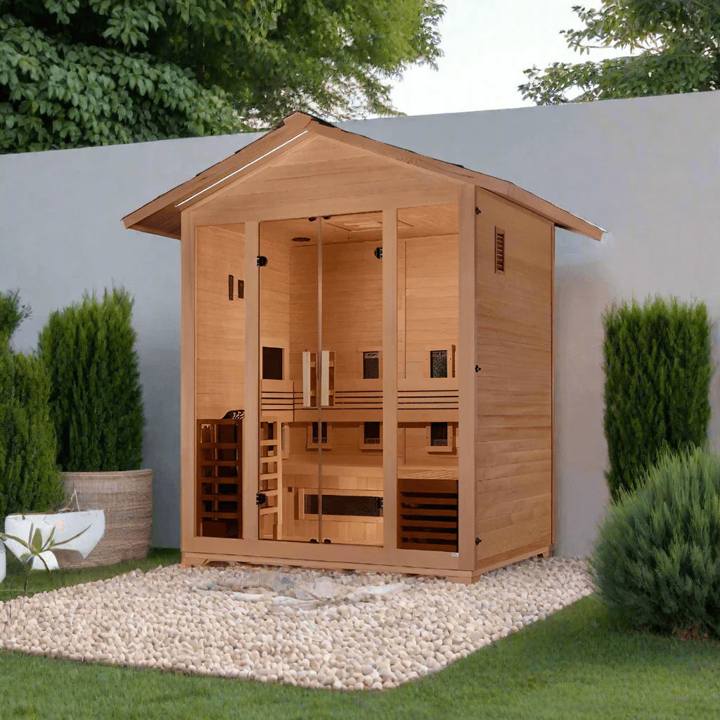 Golden Designs Kaskinen 6-Person Hybrid Outdoor Sauna – Canadian Red Cedar Interior