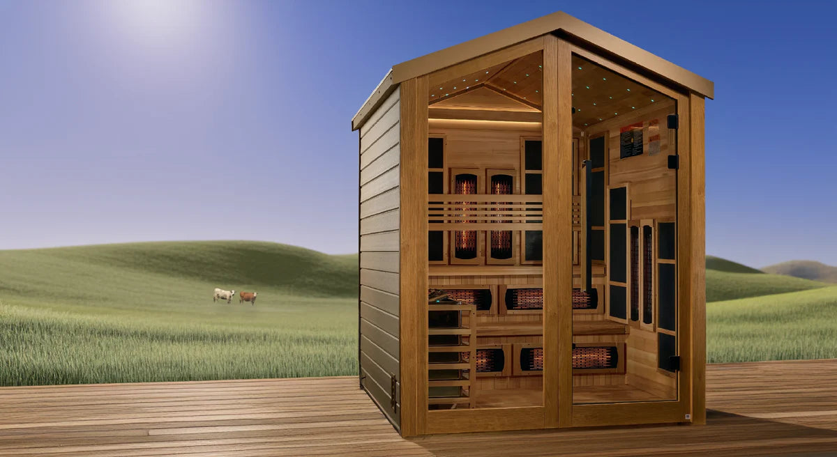 Golden Designs Kaskinen 6-Person Hybrid Outdoor Sauna – Canadian Red Cedar Interior