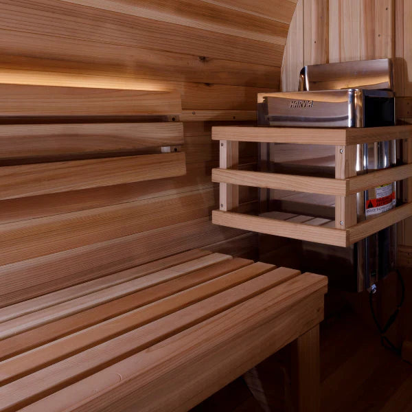 Golden Designs Zurich – 4 person Indoor Traditional Sauna – Hemlock, Touchscreen, Bluetooth, LED Lighting