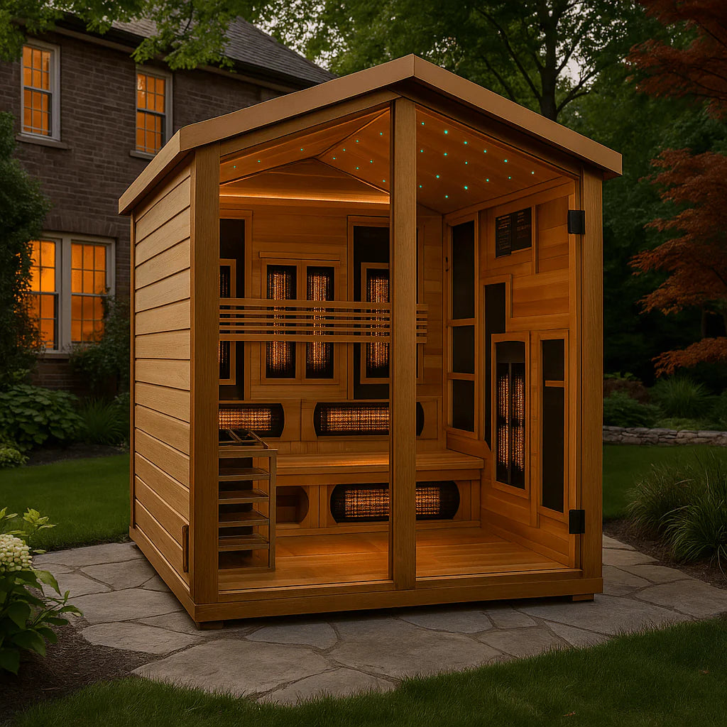 Golden Designs Kaskinen 6-Person Hybrid Outdoor Sauna – Canadian Red Cedar Interior