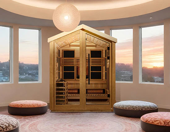 Golden Designs Kaskinen 6-Person Hybrid Outdoor Sauna – Canadian Red Cedar Interior