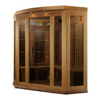 Maxxus 3-Person Corner Near Zero EMF FAR Infrared Sauna – Natural Reforested Canadian Hemlock Red Cedar Premium Home Wellness Haven