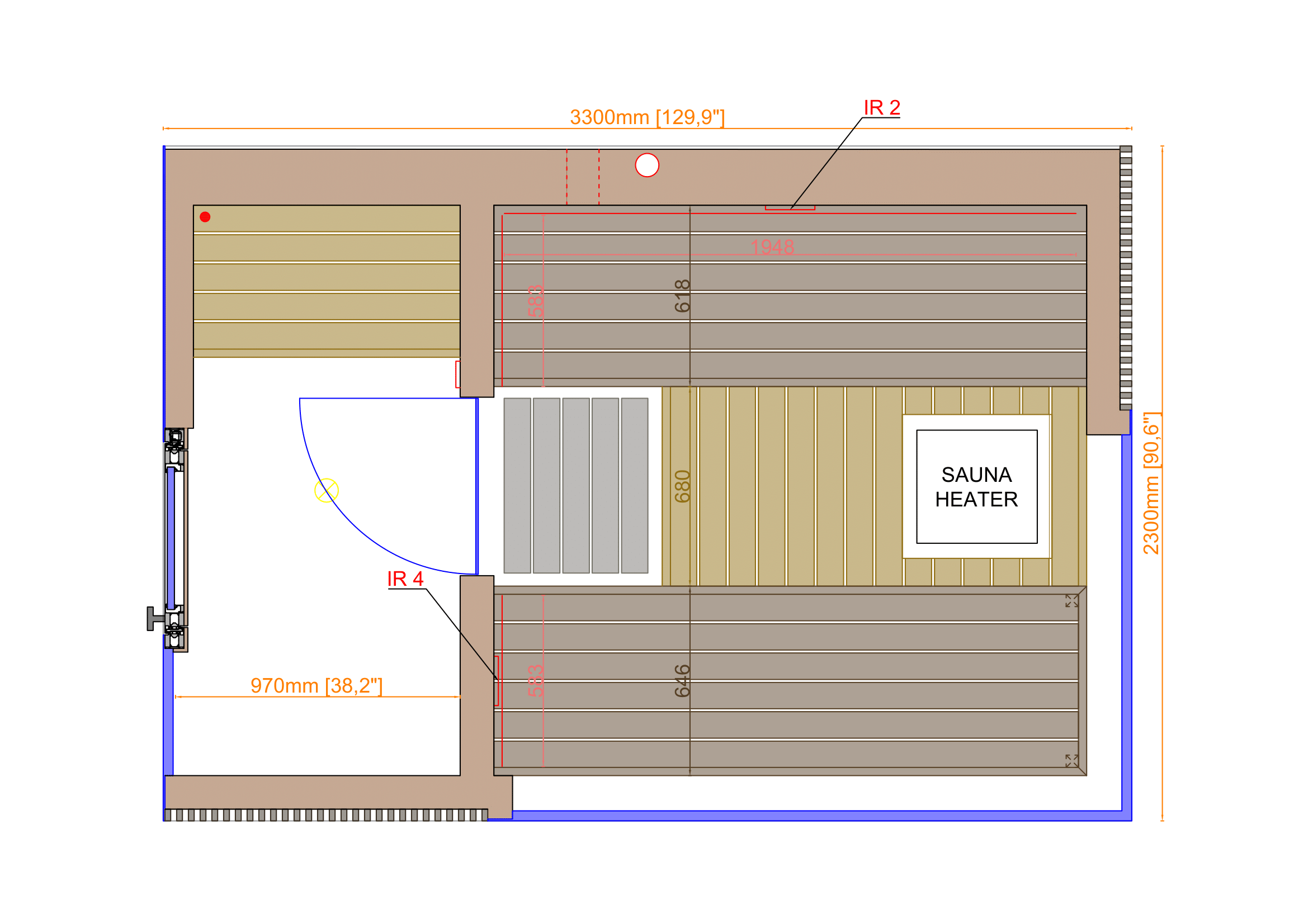 ThermaSol Ombra - Lapacho Wood, 4-6 Person, Outdoor Sauna
