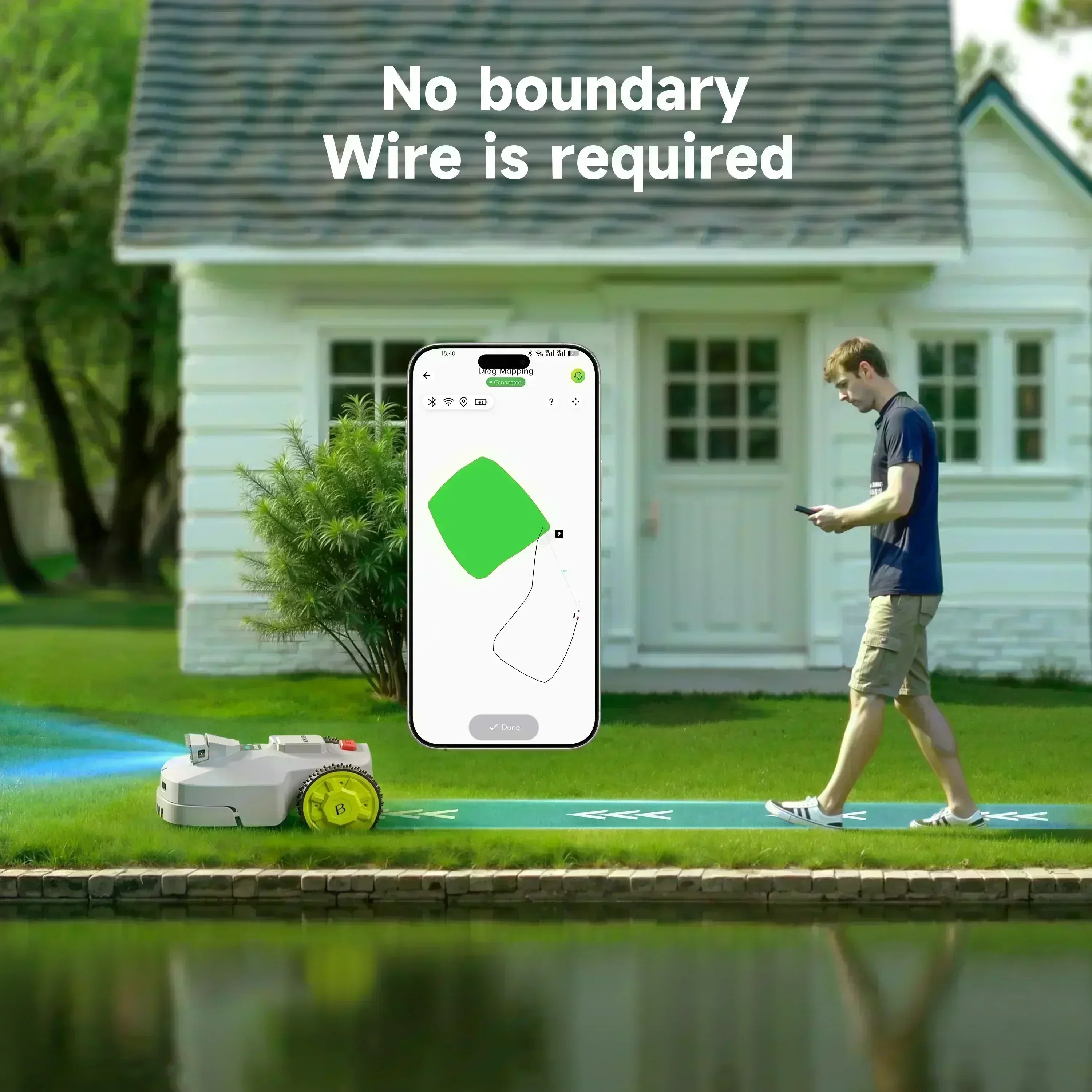 Titan‑100 Robotic Lawn Mower – Perimeter‑Free, Self‑Charging, Ultra‑Quiet Smart Mower for Up to 1.5‑Acre Lawns