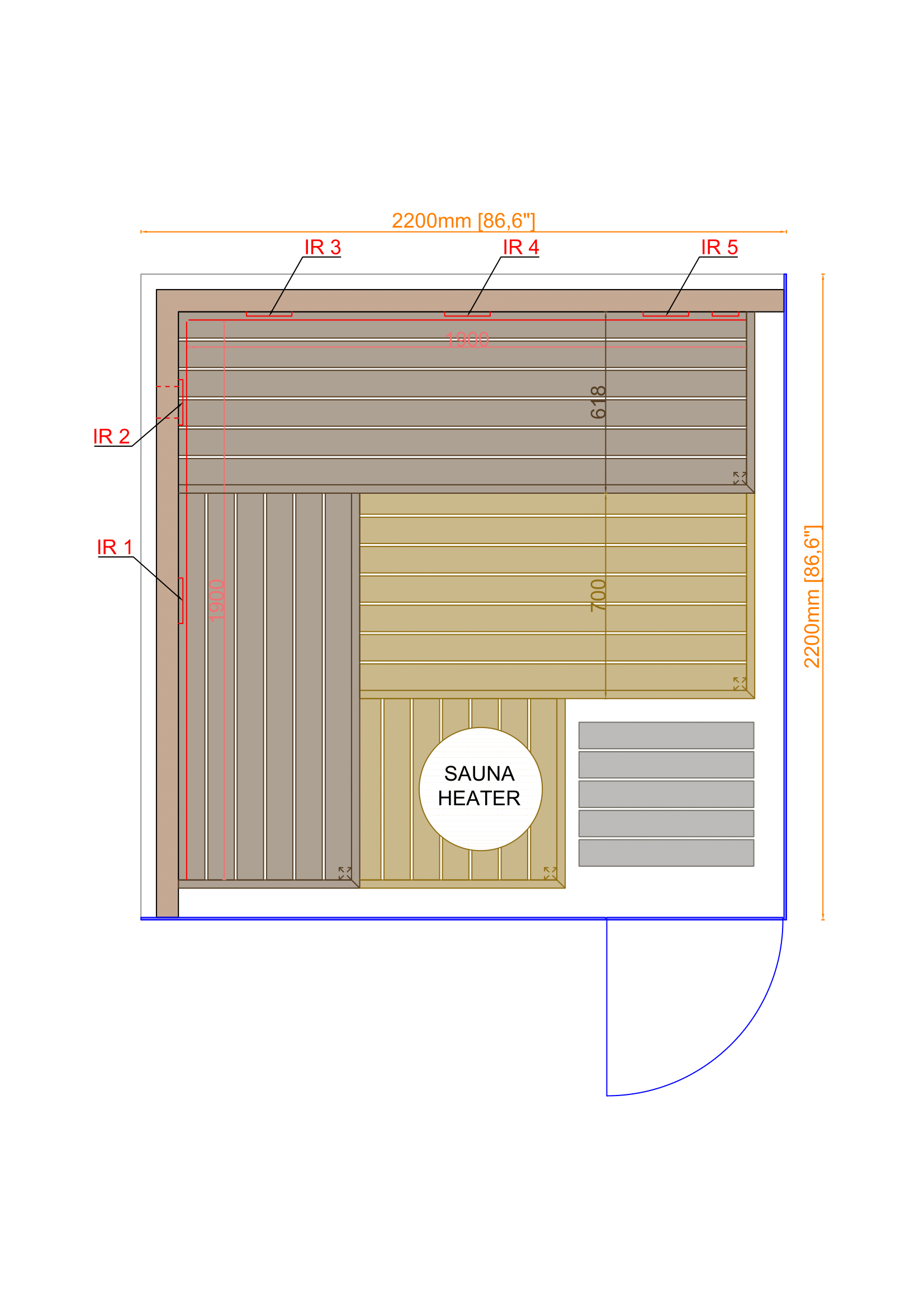 ThermaSol Lumaria - Glass, 2-6 Person, Indoor Sauna