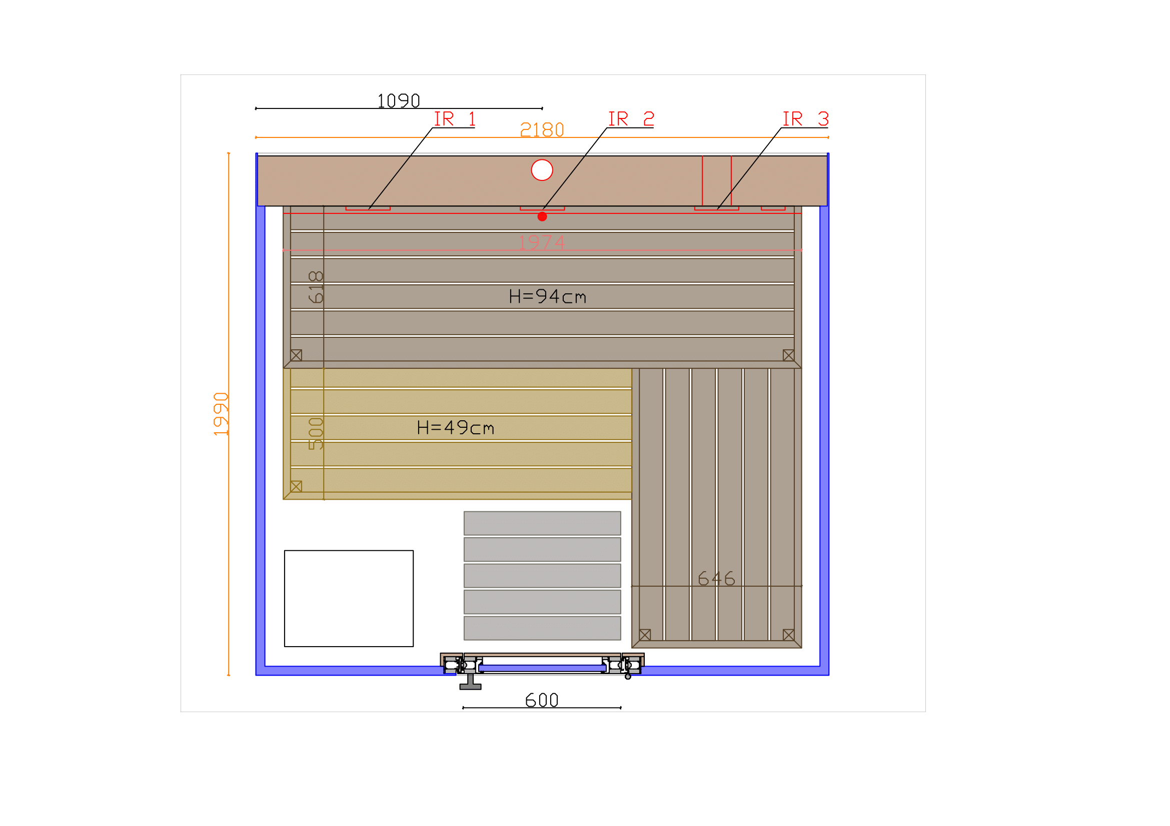 ThermaSol Vue - Front Panoramic Glass, 3-4 Person, Outdoor Sauna