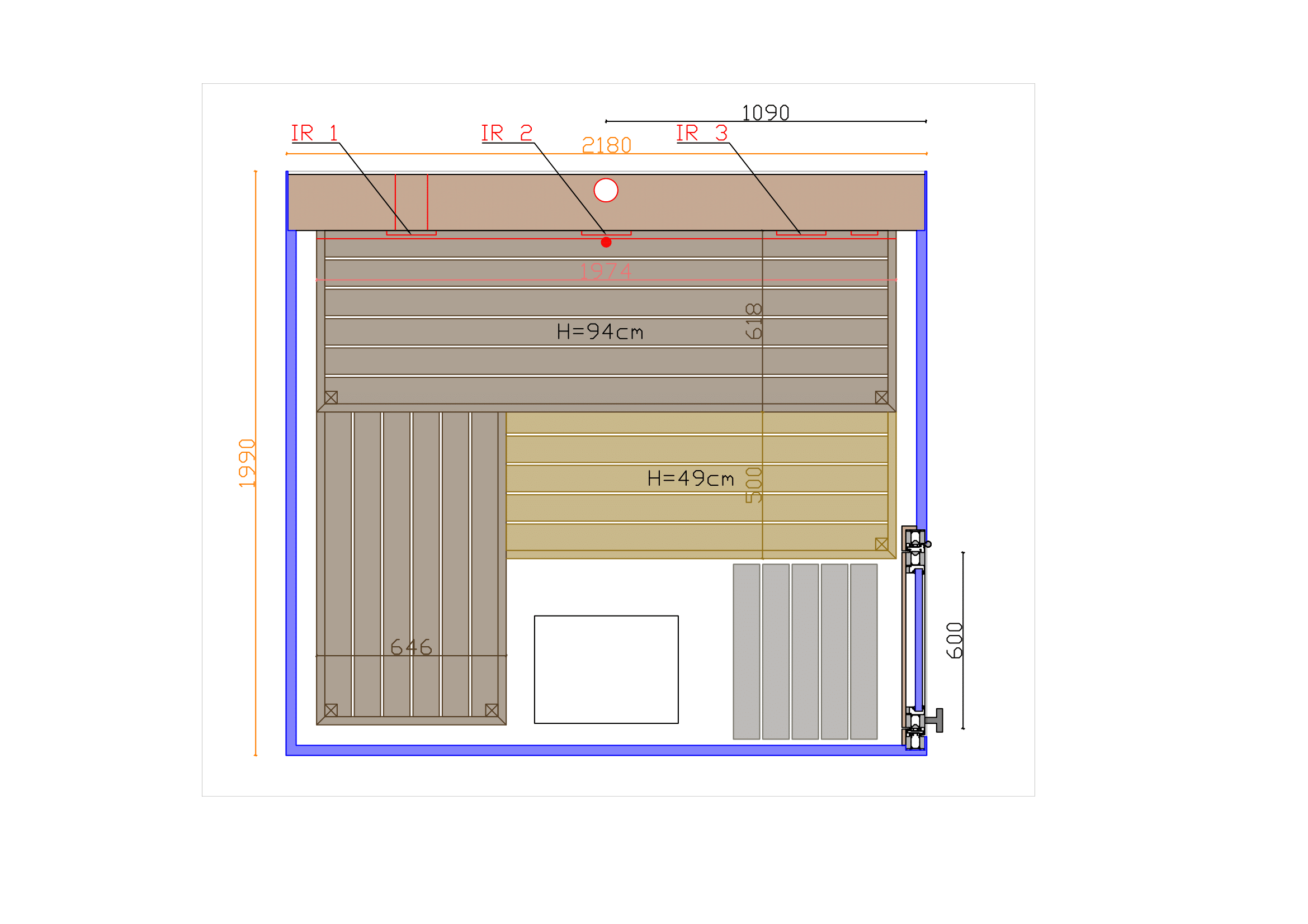 ThermaSol Vue - Front Panoramic Glass, 3-4 Person, Outdoor Sauna