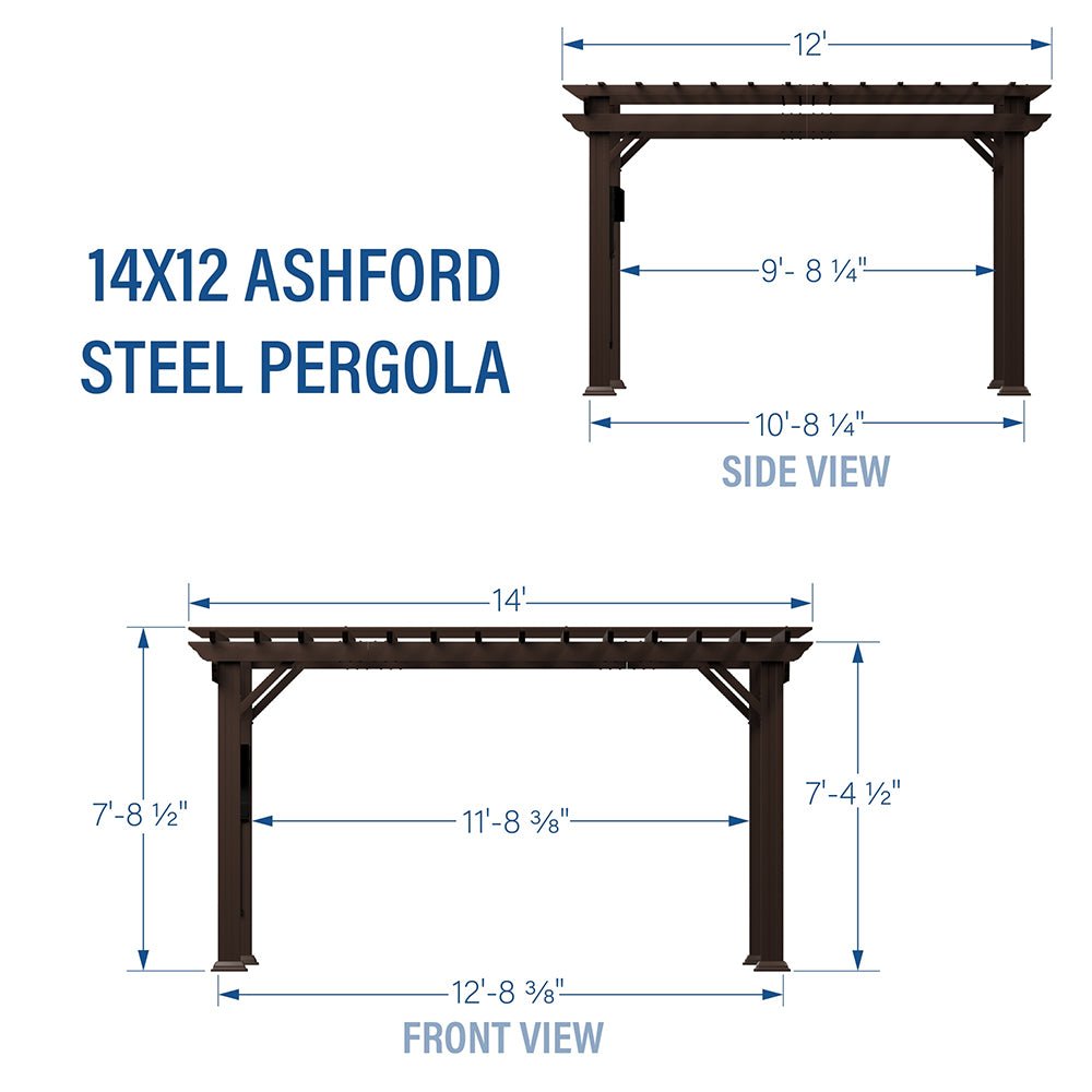 Heavy Duty Backyard Galvanized Steel Powder Coated Pergola [10x12FT]