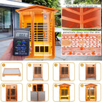 Deluxe 2‑Person Outdoor Mahogany Low EMF FAR Infrared Sauna – Bluetooth Audio & LED Chromotherapy
