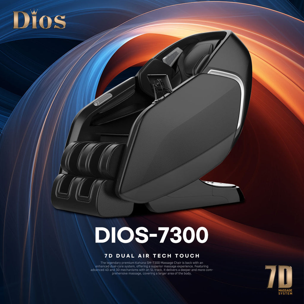 Kahuna Chair Dios-7300 Massage Chair 7D Dual Core Air Roller SL-track with 3D Calf Kneading