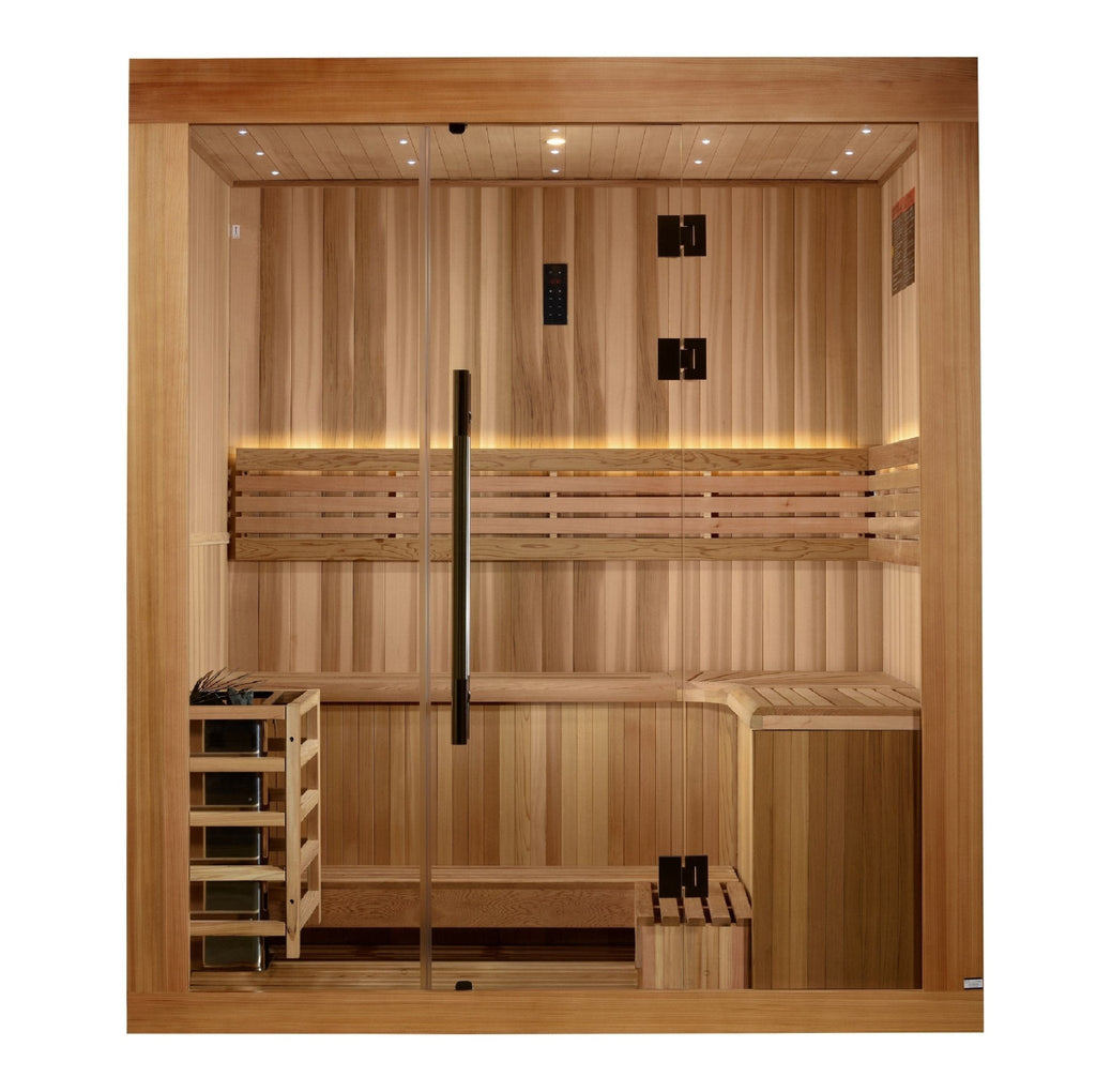 Golden Designs 2025 "Copenhagen Edition" 3-Person Traditional Sauna – Canadian Red Cedar & Pacific Premium Clear Cedar