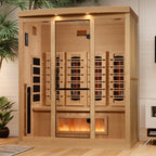 Golden Designs 4-Person Full Spectrum Near Zero EMF FAR Infrared Sauna with Himalayan Salt – Canadian Hemlock