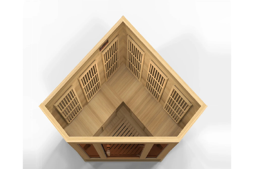 Maxxus 3-Person Corner Near Zero EMF FAR Infrared Sauna – Natural Reforested Canadian Hemlock Red Cedar Premium Home Wellness Haven