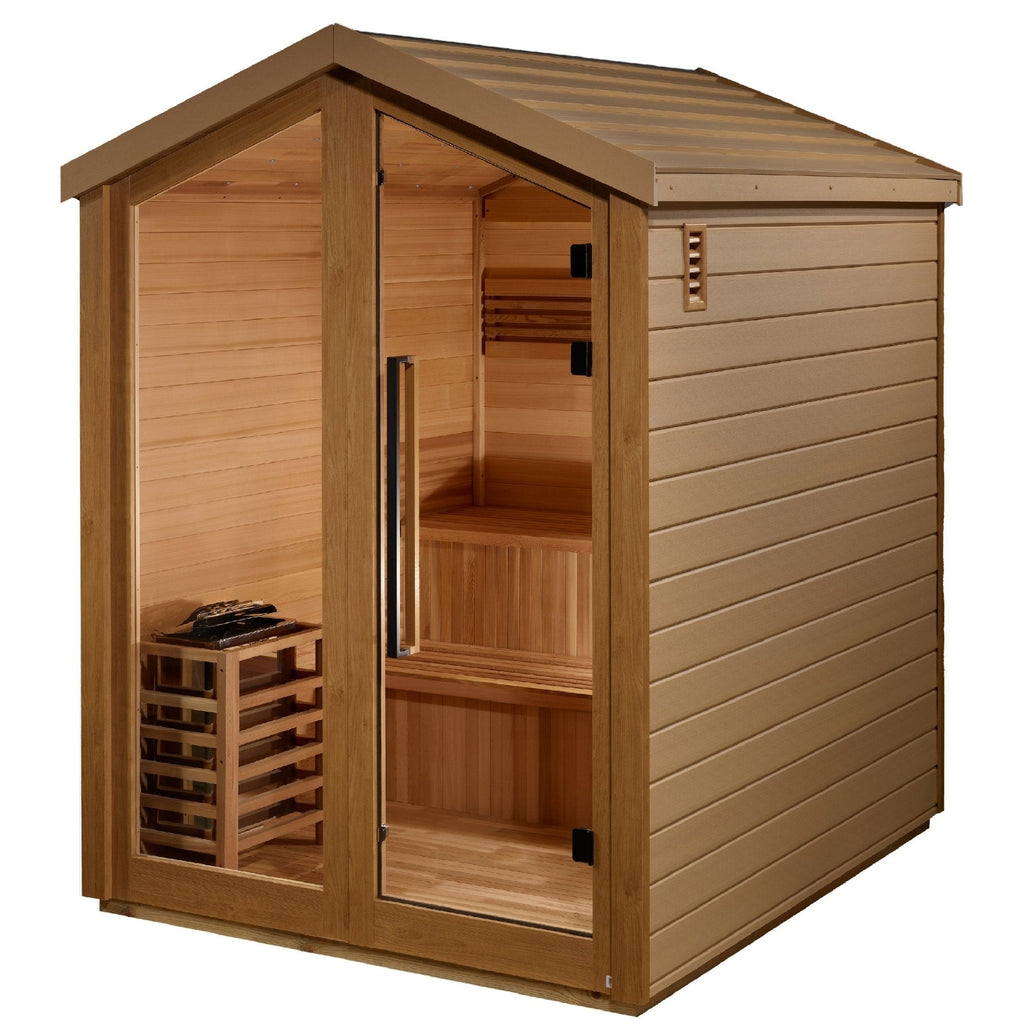 Golden Designs Savonlinna 3-Person Outdoor Traditional Sauna - Canadian Red Cedar Interior