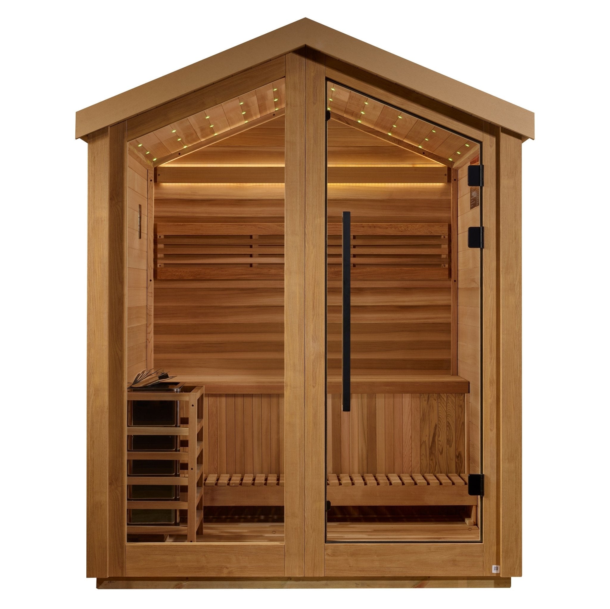 Golden Designs Savonlinna 3-Person Outdoor Traditional Sauna - Canadian Red Cedar Interior