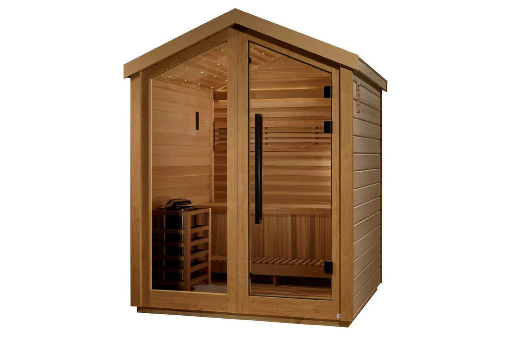 Golden Designs Savonlinna 3-Person Outdoor Traditional Sauna - Canadian Red Cedar Interior