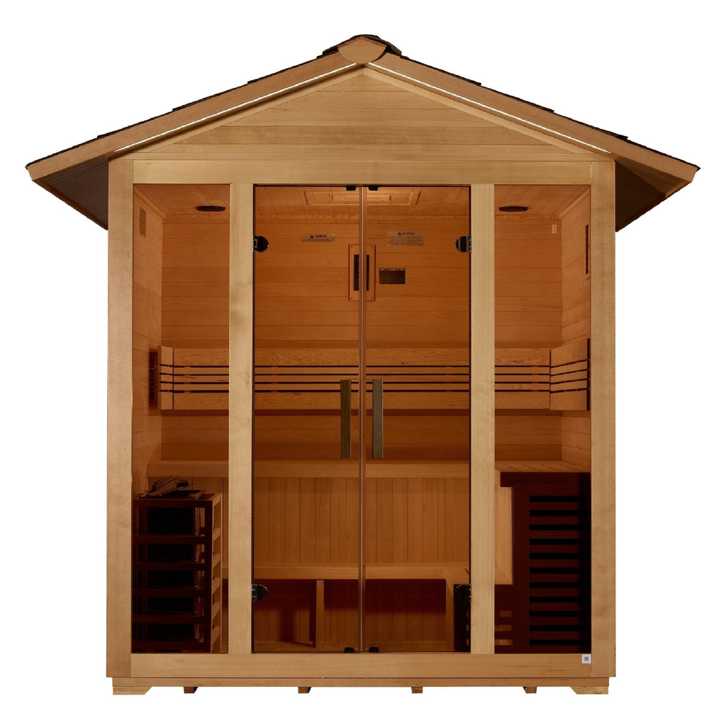 Golden Designs "Vorarlberg" 5-Person Traditional Outdoor Sauna - Canadian Hemlock