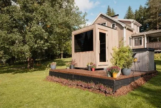 ThermaSol Solaris - Tile Oak, 2-5 Person, Solar-Powered Outdoor Sauna