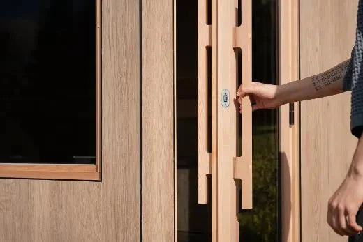 ThermaSol Solaris - Tile Oak, 2-5 Person, Solar-Powered Outdoor Sauna