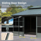 Large Heavy Duty All-Season Steel Top Aluminum Double Roof Backyard Gazebo 12x14FT