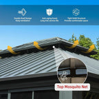 Large Heavy Duty All-Season Steel Top Aluminum Double Roof Backyard Gazebo 12x14FT