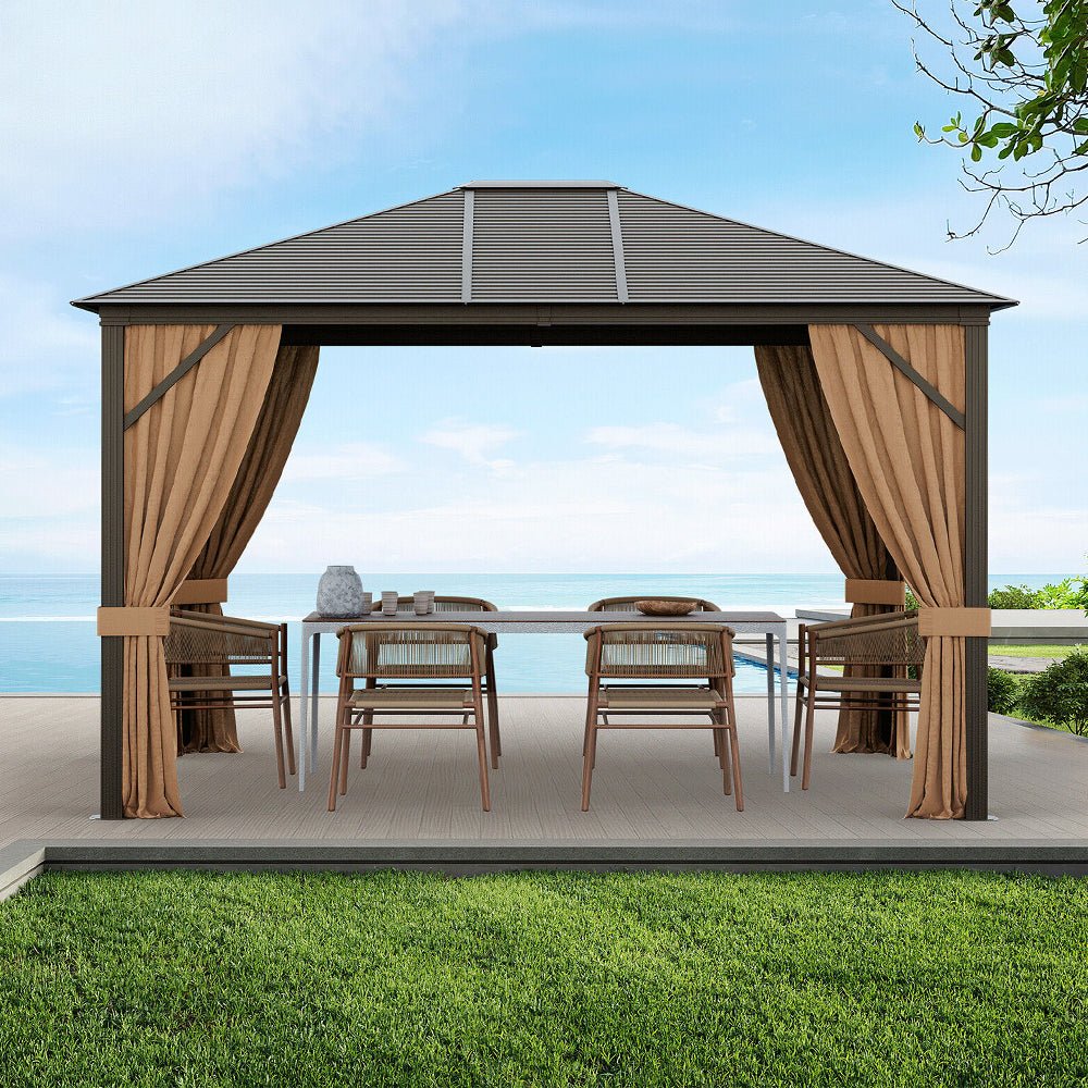 Premium Outdoor Hardtop Patio Gazebo W/ Galvanized Steel Top & Aluminum Frame [10x12FT]