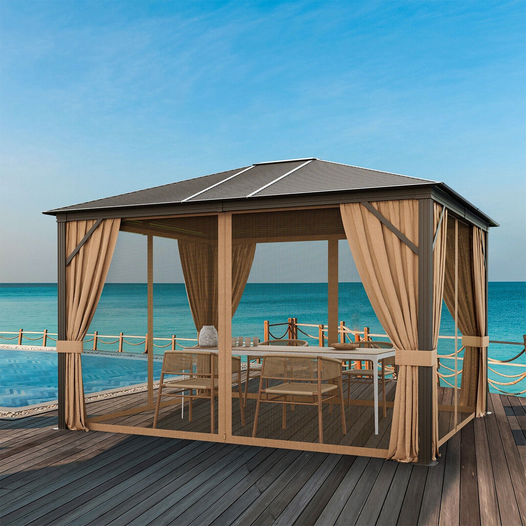 Premium Outdoor Hardtop Patio Gazebo W/ Galvanized Steel Top & Aluminum Frame [10x12FT]
