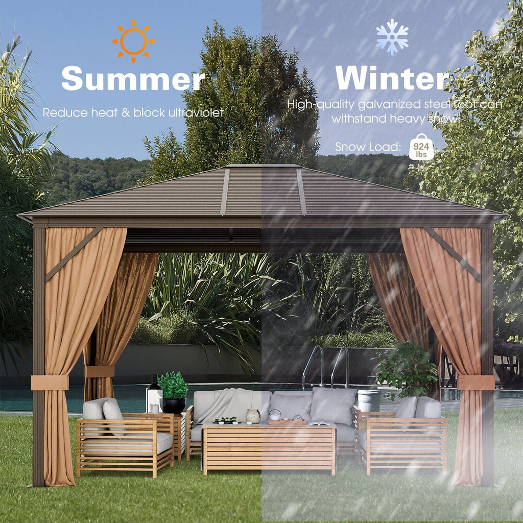Premium Outdoor Hardtop Patio Gazebo W/ Galvanized Steel Top & Aluminum Frame [10x12FT]