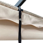 Large Outdoor Patio Pergola With Canopy & Retractable Sun Shades, Beige